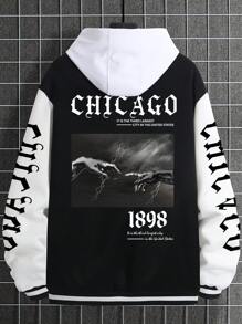 Manfinity Homme Men's Plus Size Baseball Jacket With Letter Print - Multicolor - View 8