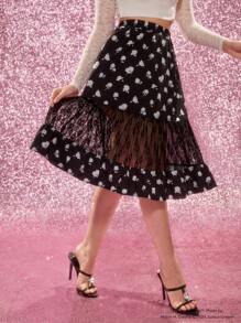 Marilyn Monroe X SHEIN 花卉印花對比蕾絲裙