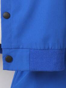 SHEIN 青少年男孩字母印花棒球夾克和短褲套裝 - 水鴨藍 - 查看 6