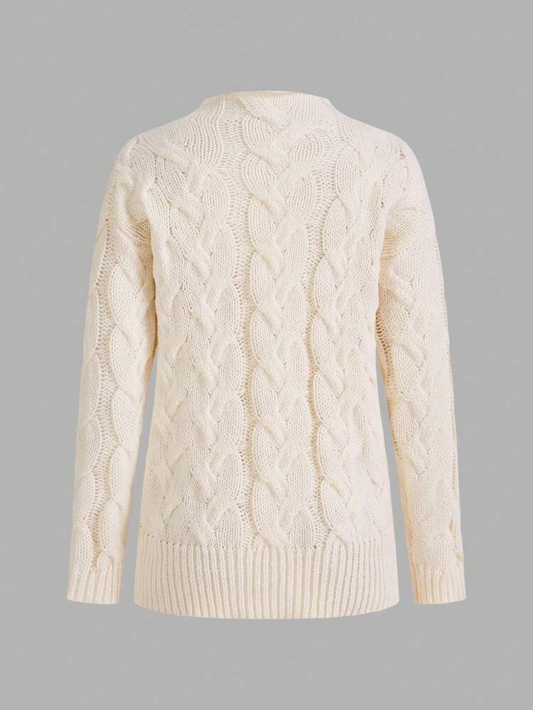 Women's Stand Collar Drop Shoulder Long Sleeve Sweater, Knit Pullover Fall Winter