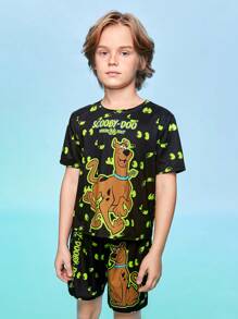 SCOOBY-DOO X SHEIN Tween Boy Cartoon Graphic PJ Set - Multicolor - View 4