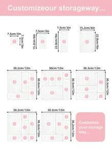 SHEIN Basic living Conjunto De 4 Cajas De Almacenamiento Organizadoras De Plástico Transparente Para Cajones, Con 4 Tamaños Disponibles Y Separadores Para Maquillaje, Joyas, Herramientas De Cocina, Dormitorio, Baño Y Suministros De Oficina - Blanco - Ver 4