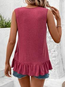 SHEIN LUNE 女性荷葉邊不對稱下擺背心 - 中紫紅色 - 查看 2