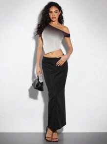 SHEIN BAE Gradient Color Tight-Fit Asymmetrical Shoulder Asymmetrical Hem Sexy Women's Top For Summer Outfits - Multicolor - View 2