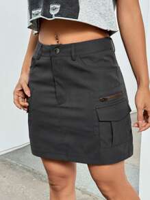 SHEIN EZwear Women's Short Cargo Style Skirt