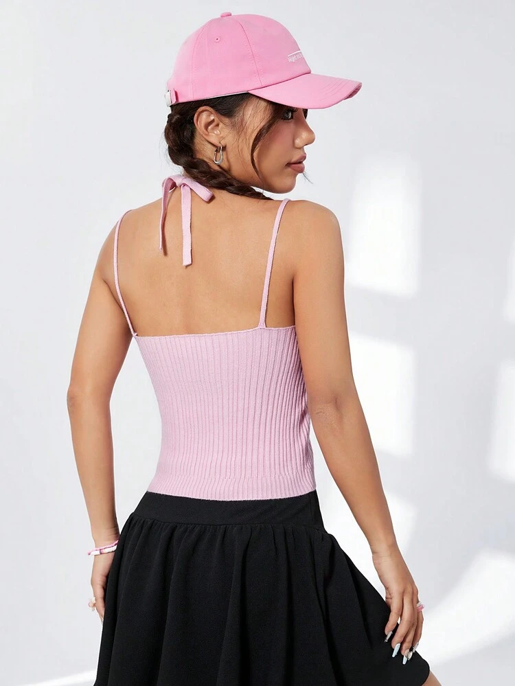 Women's Sleeveless Knitted Top With Open Back
