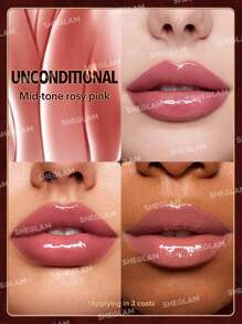 SHEGLAM Ember Rose Immortal Love Nourishing Lip Gloss-Unconditional Valentines Pink Liquid Lipstick High Shine Finish Ultra Moisterizing Lip Glaze Luminous Shine Non-Sticky Li Makeup Brand Beauty Makeup Face Paint Cosmetic For Women Girls Perfect For Fall Winter Ideal For Y2K Fancy Fashion Suitable For Birthday Christmas Present Party Ready Best Color