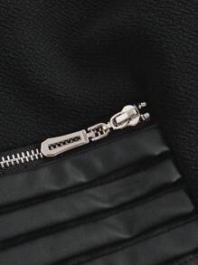 SHEIN Lady 女款高腰拉鍊裝飾百褶緊身裙 - 黑色 - 查看 9