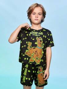 SCOOBY-DOO X SHEIN Tween Boy Cartoon Graphic PJ Set - Multicolor - View 9