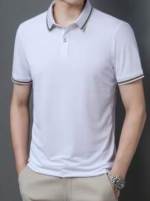 Men's Short Sleeve Polo Shirt - White - View 1