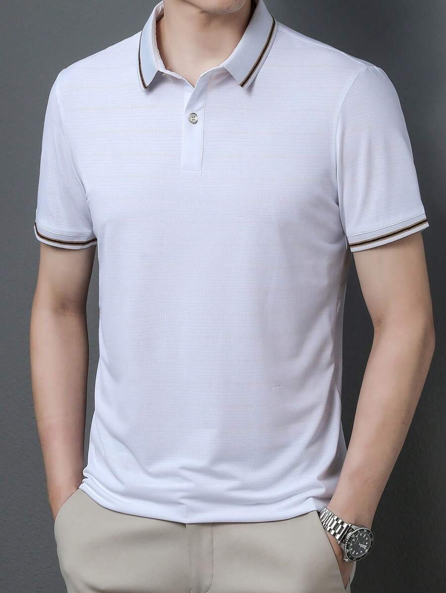 Men's Short Sleeve Polo Shirt - White - View 1