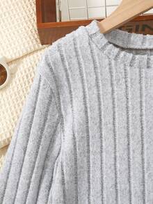 Teen Girl's Ribbed Long Sleeve Bodysuit - Grey - View 7