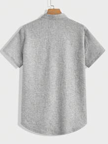 GENTILAND Loose-Fit Men's 2pcs/Set Letter Embossed Knitted Casual Short Sleeve And Pants Set - Grey - View 7