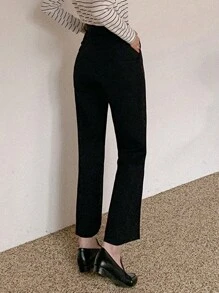 DAZY Women's Plain Pocket Straight Leg Loose Fit Business Casual Trousers,Women Dress Pants Fall/Winter - Black - View 2