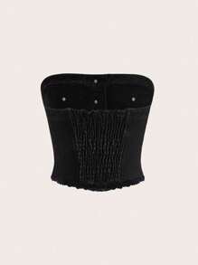 SHEIN ICON Flap Detail Tube Denim Top