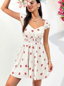 Soleia 女士心形印花束腰連衣裙 - 彩色 - 查看 3