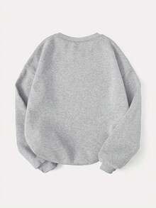 SHEIN EZwear Women's Printed Long Sleeve Sweatshirt - Grey - View 2