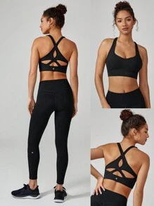GLOWMODE Featherfit™-geripptes Flexibles Sport-bh Mit Herzförmigen, Gekreuzten Ausschnitten, Leichter Unterstützung Für Yoga Und Studio Mit Geringem Einfluss