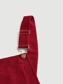 SHEIN MOD Robe salopette casual unie à poche frontale froncée pour femme - Rouge foncé - Voir 3