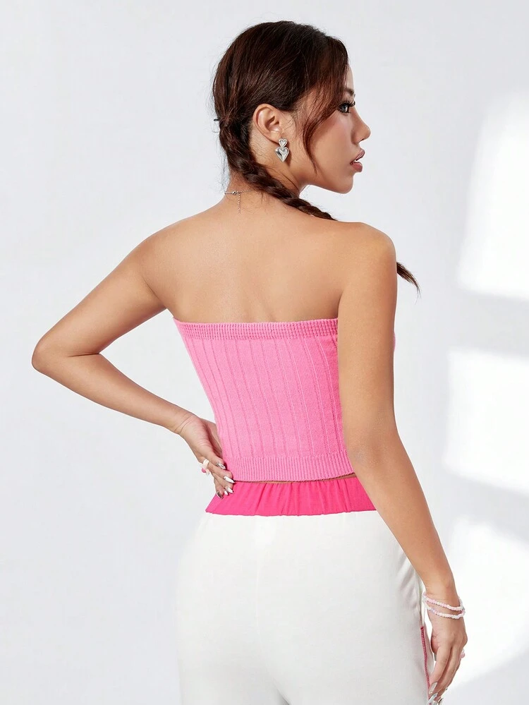 Women's Casual Knit Strapless Top