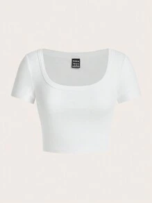 SHEIN EZwear 2pcs Simple Round Neck Short Sleeve Slim Fit Women's T-Shirt, Summer Suitable For Going Out - Multicolor - View 7