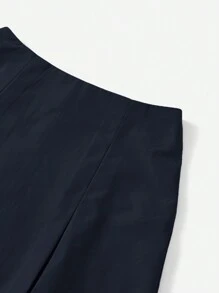 SHEIN PETITE Women's Solid Color A-Line Mini Skirt - Navy Blue - View 3