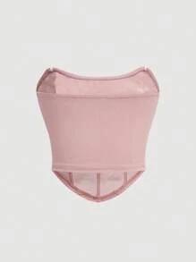 SHEIN MOD Women's Color Block Bowknot Decorated Tube Top And Solid Color Pleated Skirt Set - Multicolor - View 4