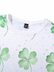 Manfinity Homme Camiseta Sin Mangas Casual Con Degradado Y Estampado De Trébol De La Suerte Para Hombres
