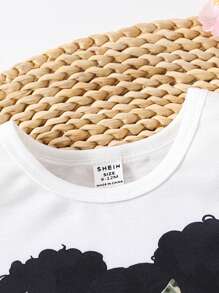 Conjunto De 2 Piezas Para Bebé Niña Con Blusa Estampada De Dibujos Animados Y Shorts De Camuflaje Estilo Callejero, Traje Casual Lindo Para Primavera/verano - Multicolor - Ver 5