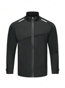 Manfinity Athleisure Boyfriend Style Men's Zipper-Up Long Sleeve Athletic Jacket Workout Tops Sports Jacket - Black - View 1