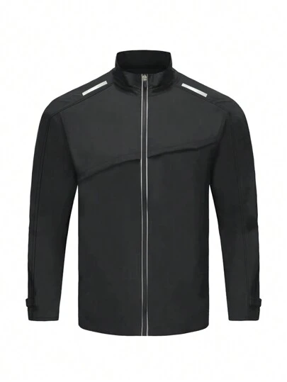 Manfinity Athleisure Áo khoác thể thao dài tay có khóa kéo kiểu dáng bạn trai dành cho nam