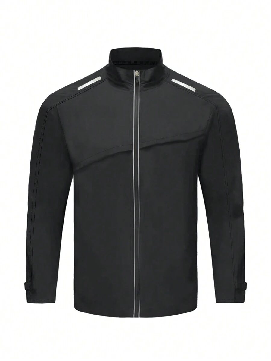 Manfinity Athleisure Boyfriend Style Men's Zipper-Up Long Sleeve Athletic Jacket Workout Tops Sports Jacket - Black - View 1