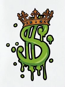 SHEIN Slayr Plus Size Women's Crown & Letter Print Long Sleeve Sweatshirt - White - View 4