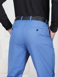 Manfinity Mode Nam Màu thuần Bộ đồ Quần Với Túi - Màu xanh lam - Xem 6