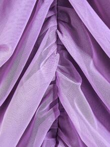 Hauture Draped Ruffle Ruched Bustier Dress - Lilac Purple - View 6