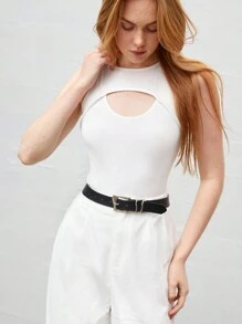 BizChic 女式無袖鏤空前部連身衣 - 白色 - 查看 6