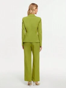 BizChic Ladies' Sharp Point Collar Long Sleeve Blazer And Pants Suit Set - Green - View 2