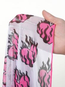 Tween Girls' Heart Printed Long Sleeve Kimono - Multicolor - View 6