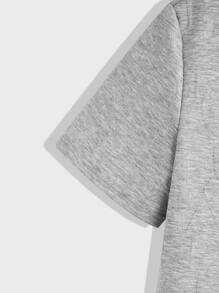 GENTILAND Loose-Fit Men's 2pcs/Set Letter Embossed Knitted Casual Short Sleeve And Pants Set - Grey - View 6