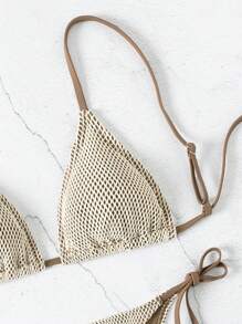 SHEIN Swim Bộ bikini quây nữ đi biển mùa hè - màu nâu - Xem 4