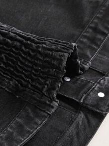 SHEIN ICON Flap Detail Tube Denim Top
