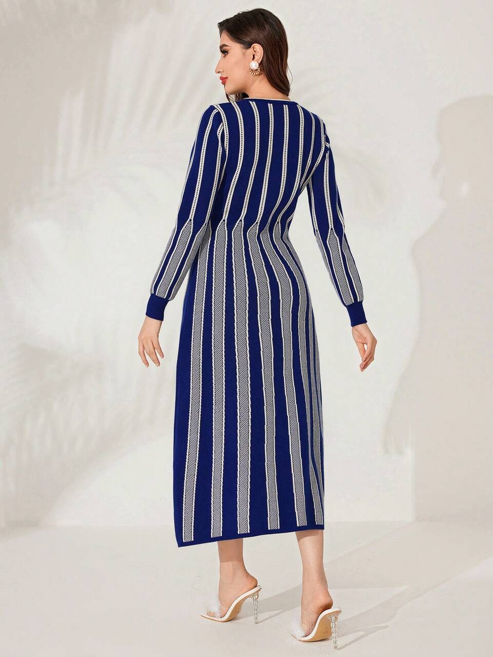 Women's Striped Long Sweater Dress