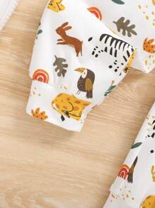 SHEIN Juego De Ropa De Bebé Para Niño, Con Camiseta De Manga Corta Con Patrón De Dinosaurios Y Pantalones Casuales De Dormir De Cuello Redondo. - Multicolor - Ver 4