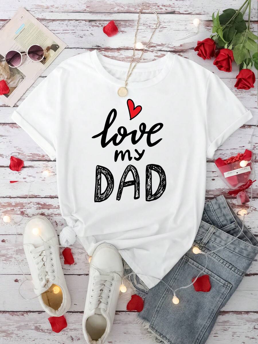 SHEIN Leap Crew Tween Girls' Simple Casual Short Sleeve Round Neck T-Shirt With Graphic Print, Suitable For Summer - White - View 1