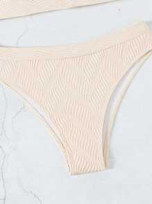 SHEIN Swim Conjunto De Bikini Con Top Halter Y Parte Inferior De Triángulo De Color Liso - Beis - Ver 7