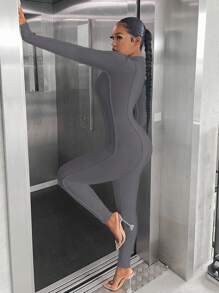 SHEIN SXY 女款立領長袖連身褲 - 深灰色 - 查看 6