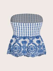 Sunnyshic Grote maten Vrouwen Geborduurd Strapless topje