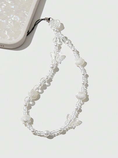 Fairycore 1pc Seashell Butterfly & Flower Charm Mobile Phone Lanyard