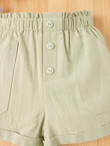 SHEIN Bộ 3 quần short trơn cạp chun mùa hè cho bé gái - Nhiều màu - Xem 4