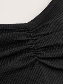 SHEIN Unity Camiseta Sin Mangas De Mujer Con Diseño De Corbata En La Parte Posterior Y Mangas Cortas - Negro - Ver 4